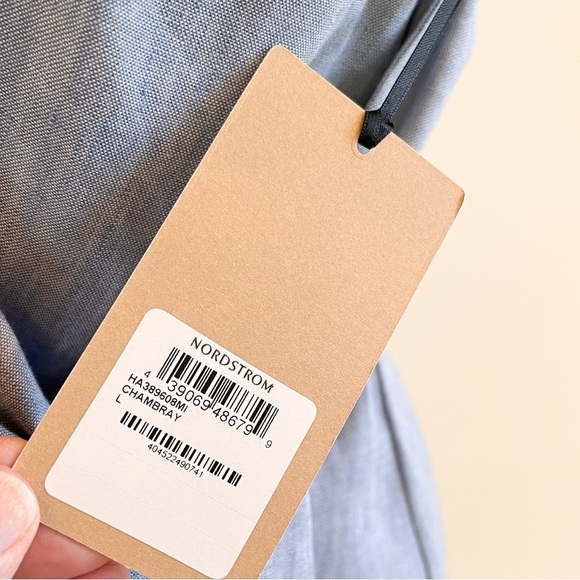 NWT Halogen Chambray Faux Wrap Sheath Dress Size Large - Picture 11 of 12